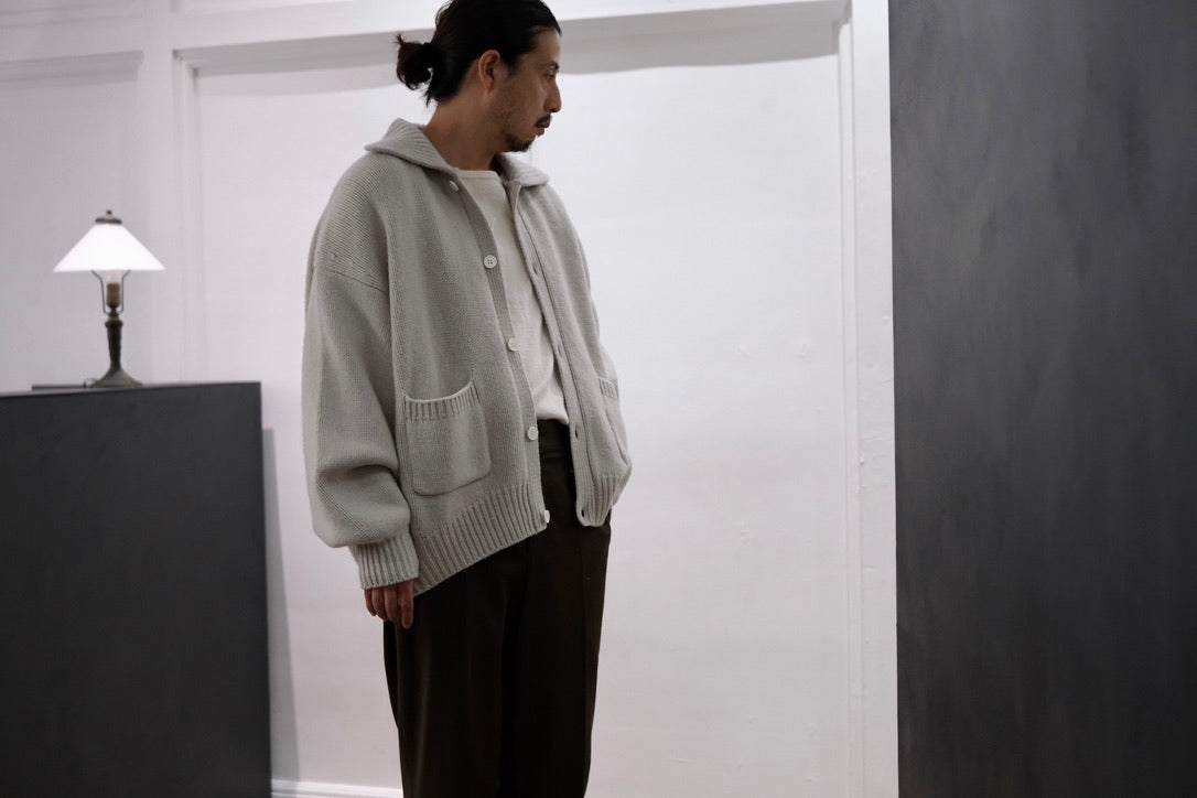 nonnotte/Draping Knit Cardigan Jacket/Low Count Wool Yak Knit