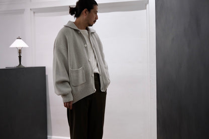 nonnotte/Draping Knit Cardigan Jacket/Low Count Wool Yak Knit
