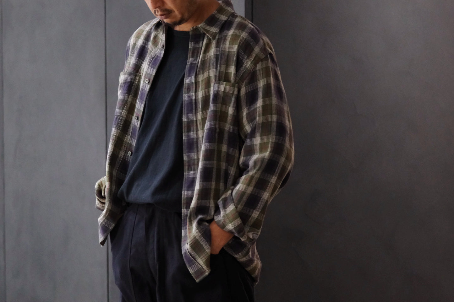 WASEW / CHECK ONE SHIRT (GREEN DAWN)