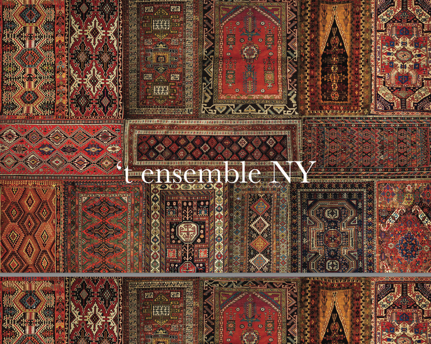 'tensemble NY  F23T05- WOOL FLANNEL PULL-OVER W/ ARMENIAN RUG PRINT SLEEVE LINING & FLORAL JACQUARD TAPE / NAVY / TAUPE