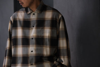 nonnotte/Calm Oversized Open Collar Shirt/Eau de Chemise/W N Ombre Check