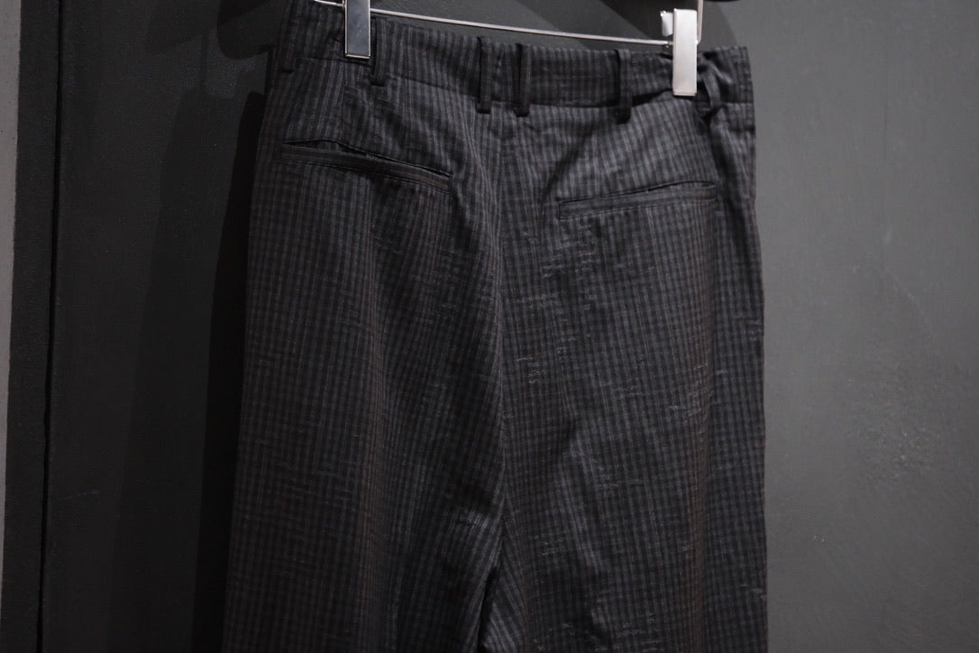 nonnotte/Draping Five-Tuck Wide Trousers/Super 140’s Shadow Jacquard – Bird Plaid