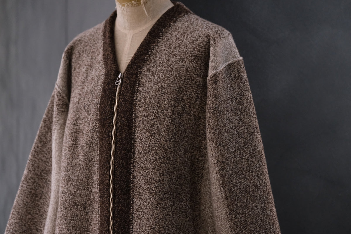 SLOPE SLOW/intarsia zip cardigan/Seven colors NZ wool