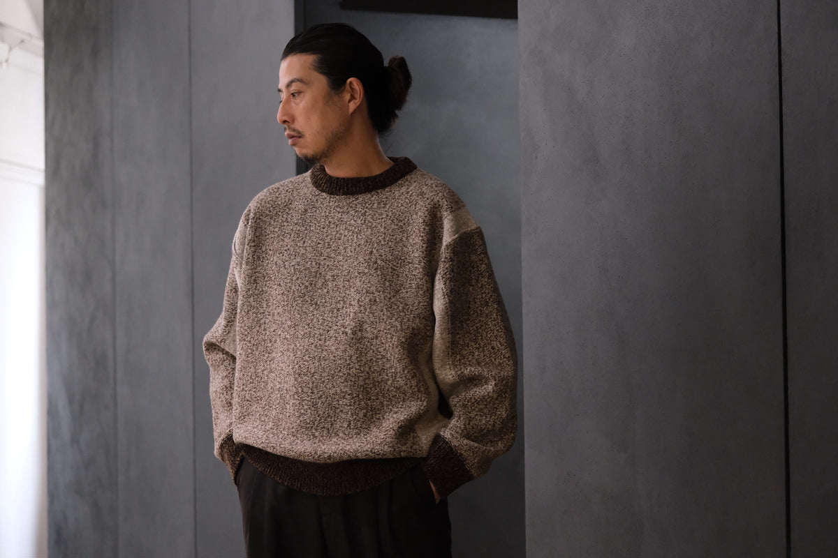 SLOPE SLOW/intarsia crew neck sweater/Seven colors NZ wool