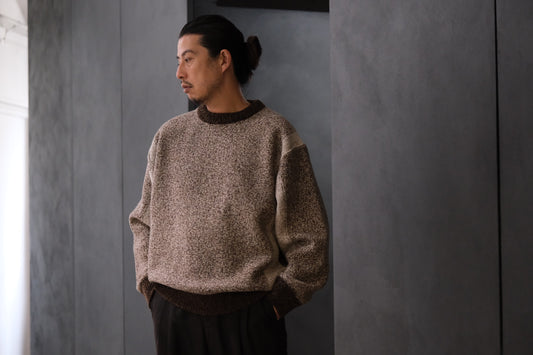 SLOPE SLOW/intarsia crew neck sweater/Seven colors NZ wool