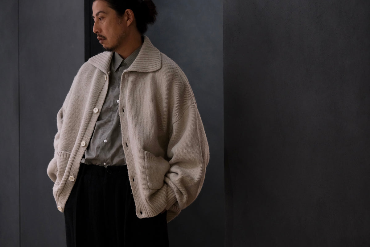 nonnotte/Draping Knit Cardigan Jacket/Low Count Wool Yak Knit
