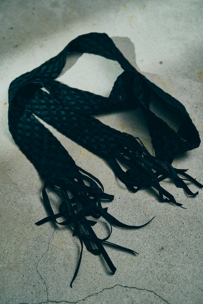 GOOD KARMA DEVELOPMENT /  Leather Stole"CASTRO" / BLACK