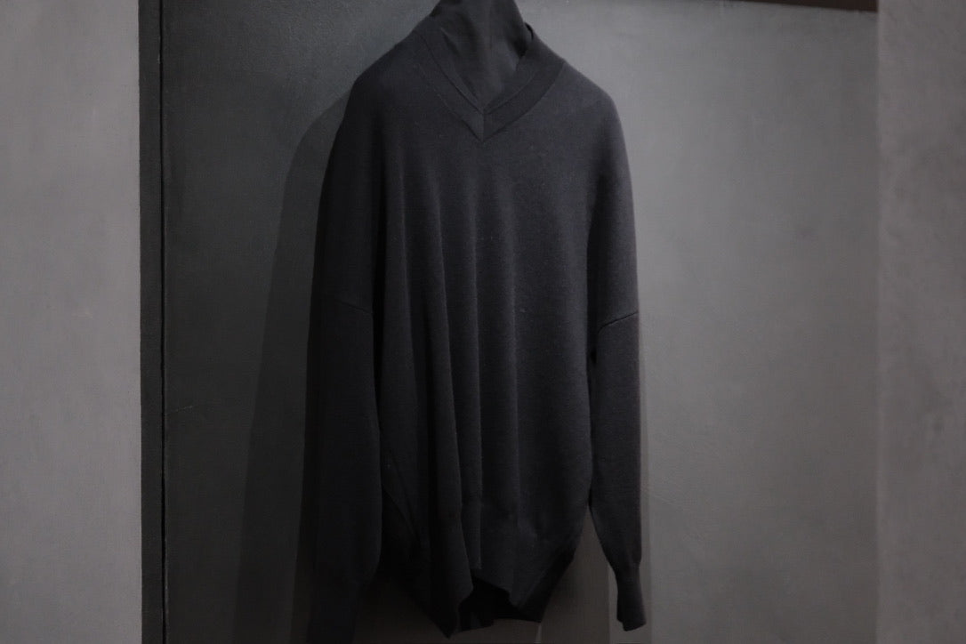 nonnotte/Draping Shawl Collar V Pullover/Pure Cashmere Knit