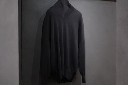nonnotte/Draping Shawl Collar V Pullover/Pure Cashmere Knit