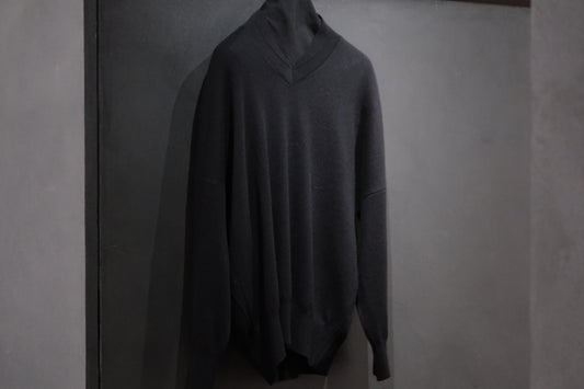 nonnotte/Draping Shawl Collar V Pullover/Pure Cashmere Knit