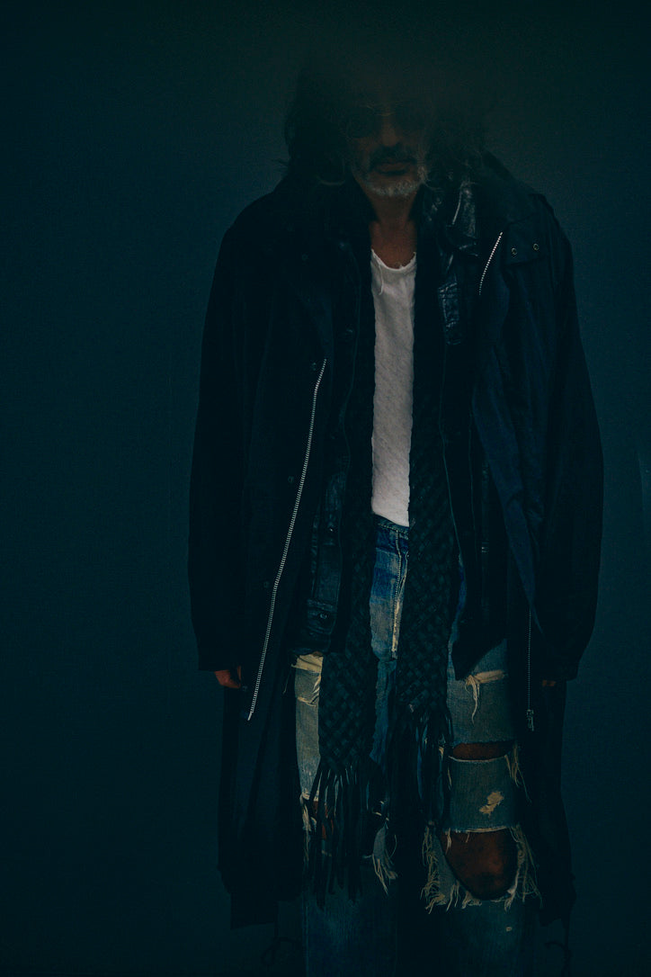 GOOD KARMA DEVELOPMENT /  Leather Stole"CASTRO" / BLACK