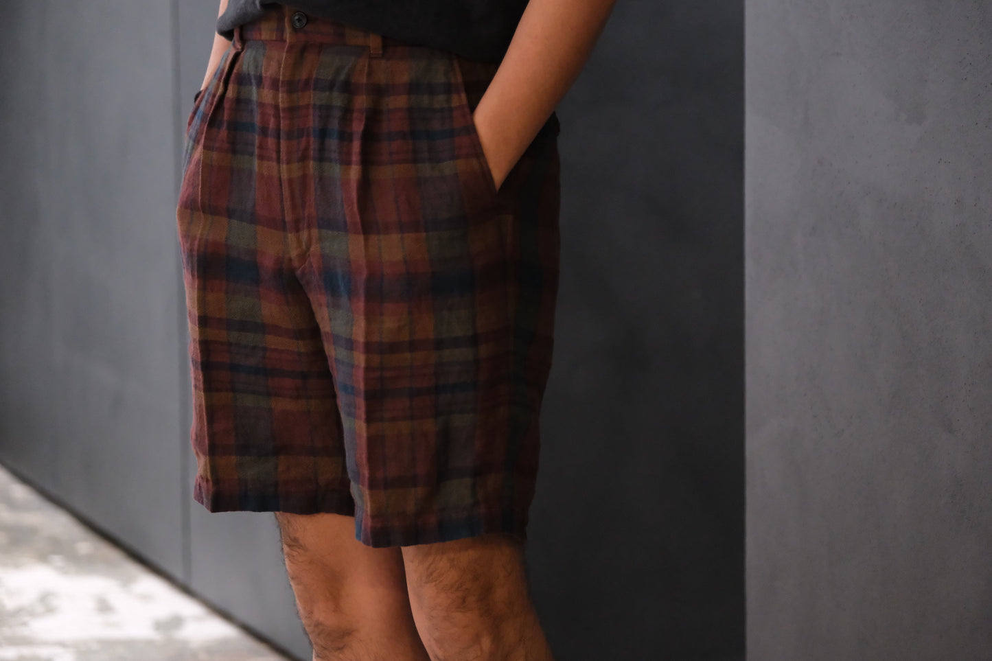 HEUGN / TROUSER103 / MADRAS TIM SHORTS