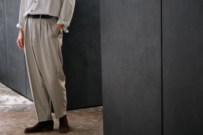 nonnotte / 2-Tuck Wide Tapered Trousers /  Wool/Silk Ghost Plaid