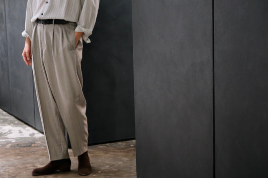 nonnotte / 2-Tuck Wide Tapered Trousers /  Wool/Silk Ghost Plaid