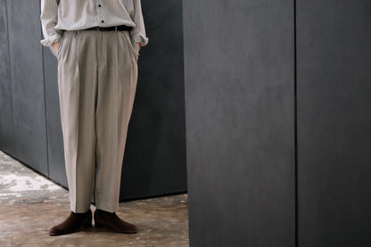 nonnotte / 2-Tuck Wide Tapered Trousers /  Wool/Silk Ghost Plaid