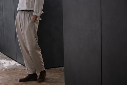 nonnotte / 2-Tuck Wide Tapered Trousers /  Wool/Silk Ghost Plaid