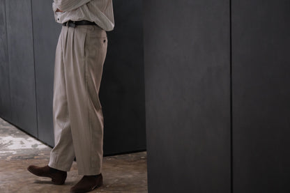 nonnotte / 2-Tuck Wide Tapered Trousers /  Wool/Silk Ghost Plaid