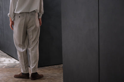 nonnotte / 2-Tuck Wide Tapered Trousers /  Wool/Silk Ghost Plaid