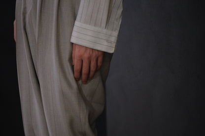 nonnotte / 2-Tuck Wide Tapered Trousers /  Wool/Silk Ghost Plaid