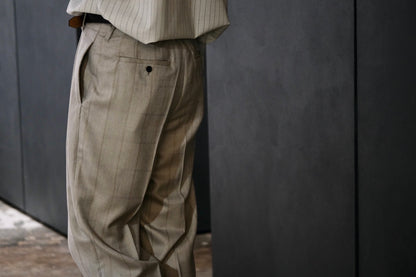 nonnotte / 2-Tuck Wide Tapered Trousers /  Wool/Silk Ghost Plaid