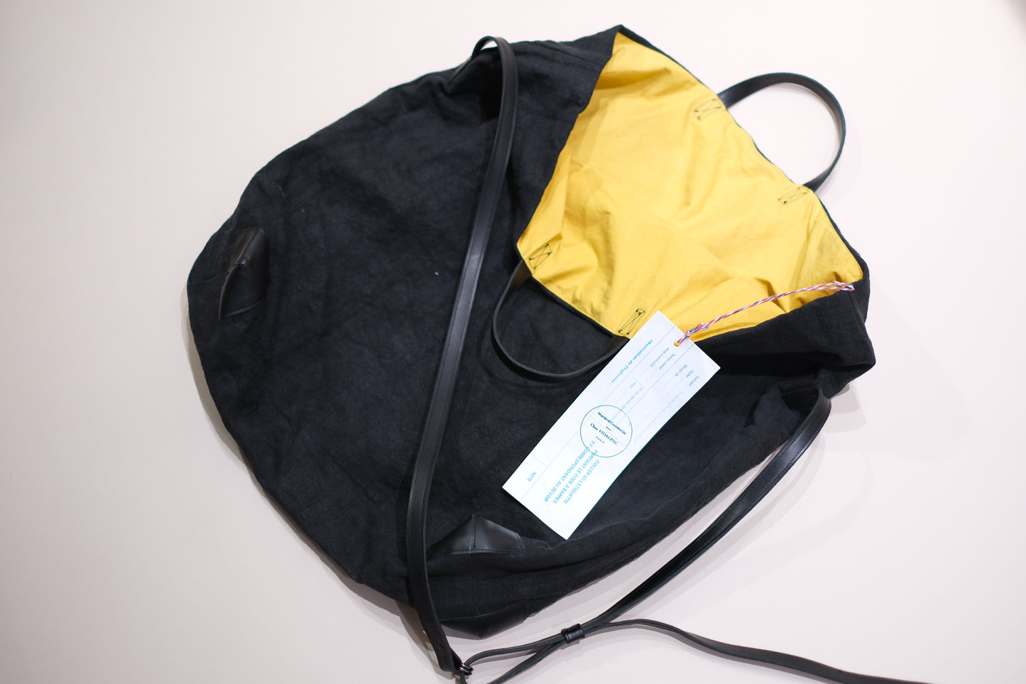 Chez VIDALENC × Marlène Coudeville  /  BAG GIPSY XL /  ANCIENT LINEN BLACK