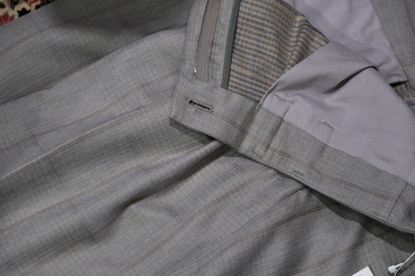 nonnotte / 2-Tuck Wide Tapered Trousers /  Wool/Silk Ghost Plaid