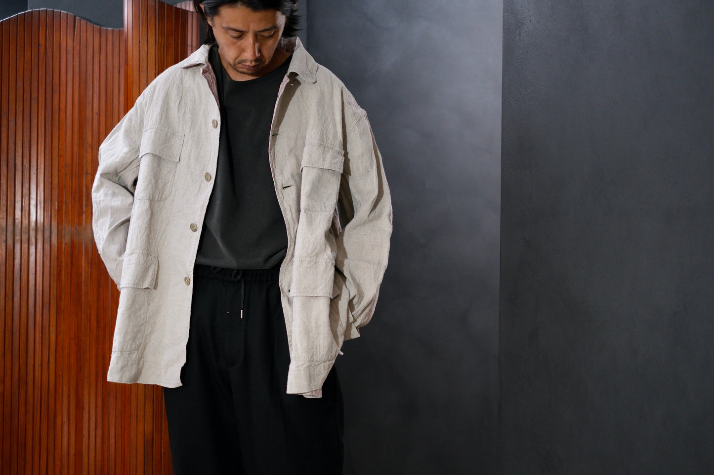 Chez VIDALENC  /  JACKET  MONGOLUX / ANCIENT LINEN