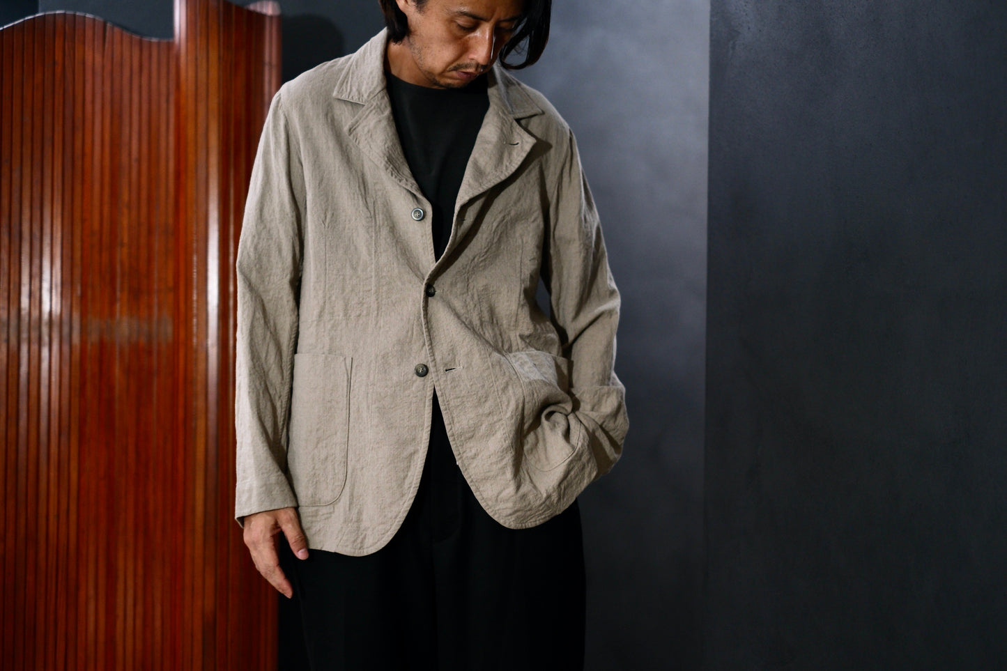 Chez Vidalenc  / Jacket P3  /  Wool Boiled Beige