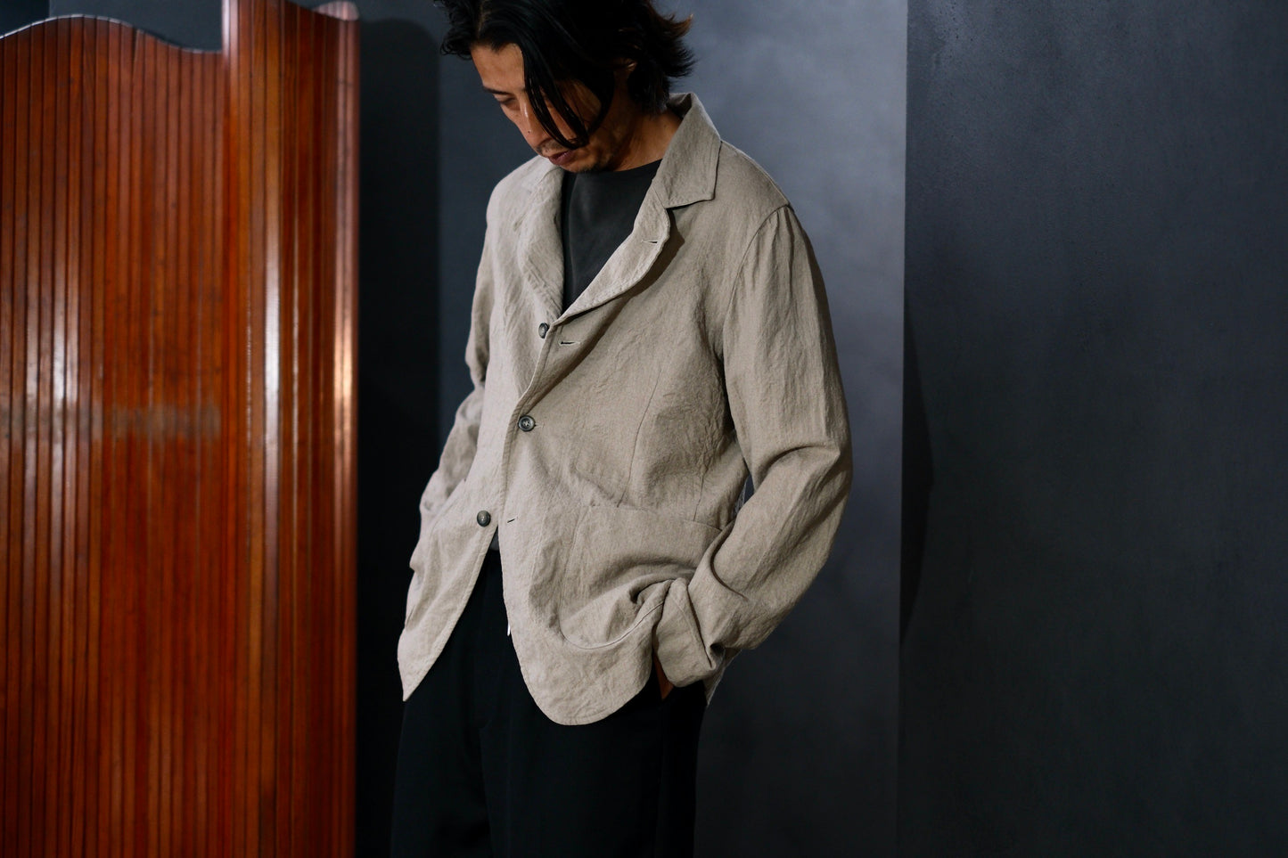 Chez Vidalenc  / Jacket P3  /  Wool Boiled Beige