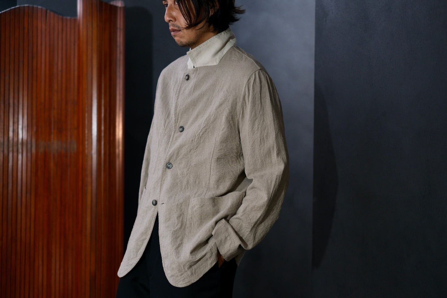 Chez Vidalenc  / Jacket P3  /  Wool Boiled Beige