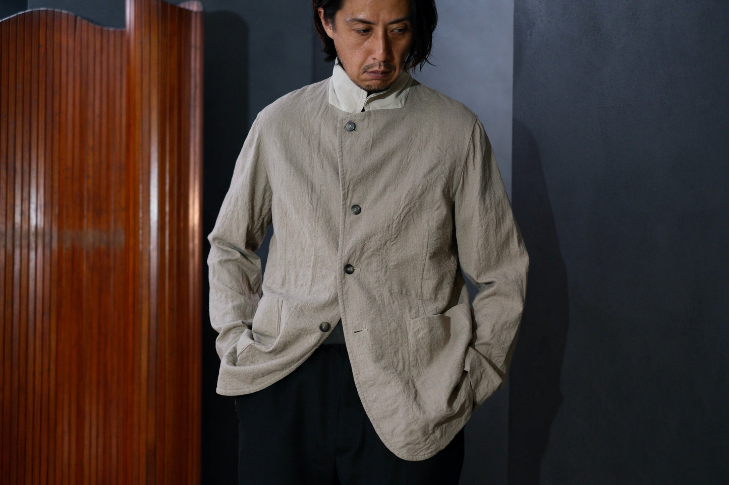 Chez Vidalenc  / Jacket P3  /  Wool Boiled Beige