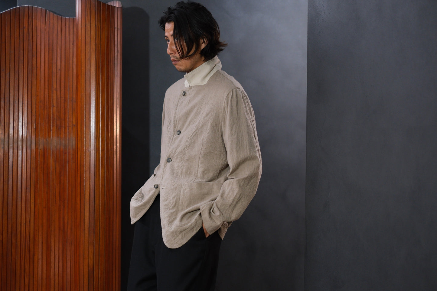 Chez Vidalenc  / Jacket P3  /  Wool Boiled Beige