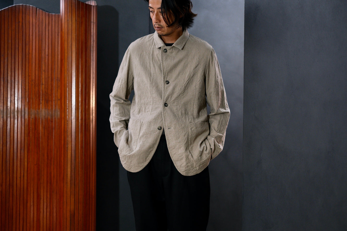 Chez Vidalenc  / Jacket P3  /  Wool Boiled Beige