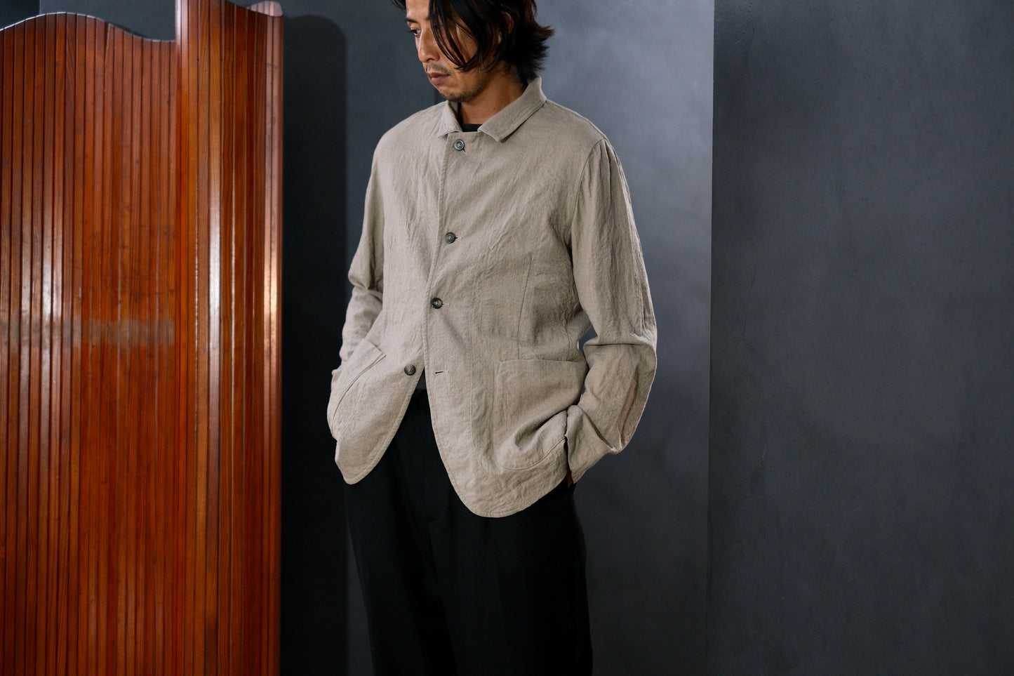 Chez Vidalenc  / Jacket P3  /  Wool Boiled Beige