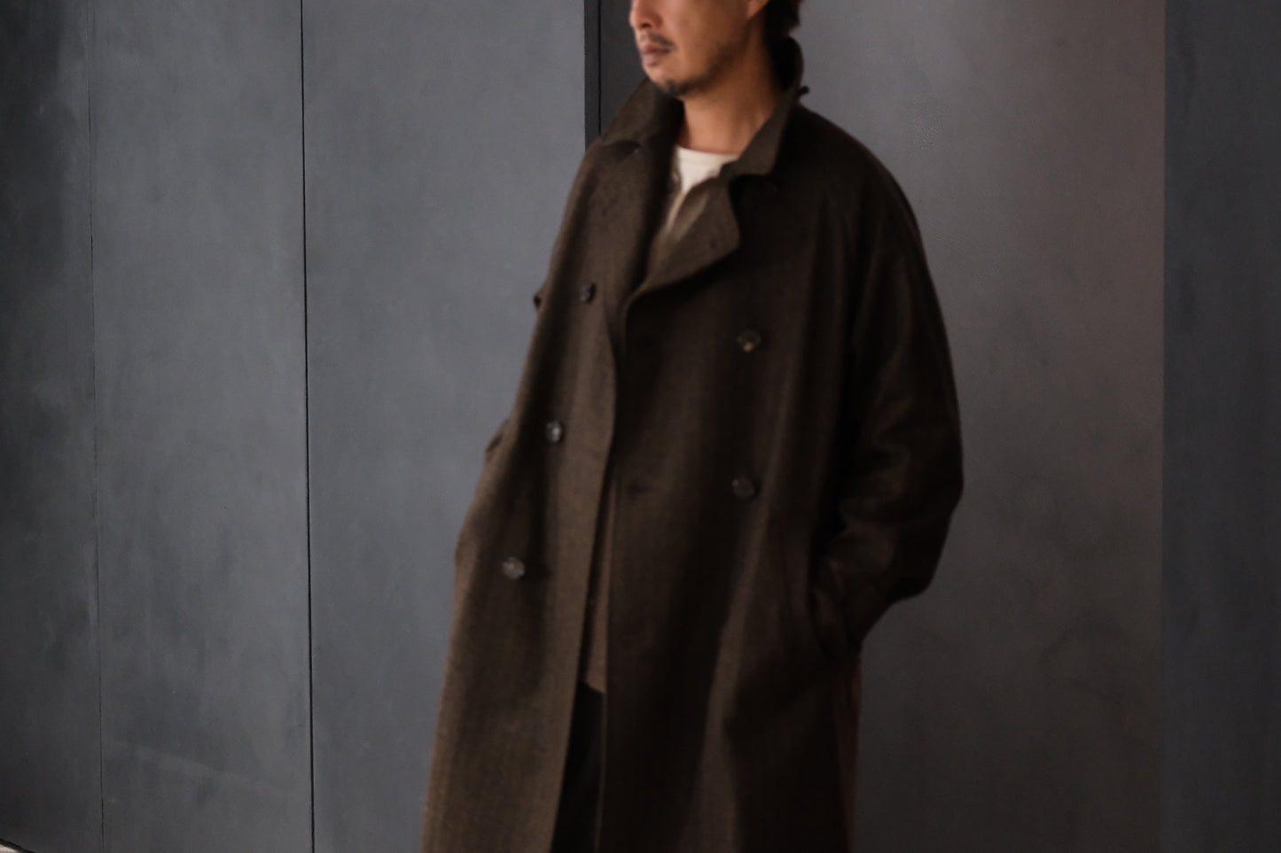 COHÉRENCE / Mod.FOUFOU Ⅱ / CHEVRON TWEED JERSEY / BROWN