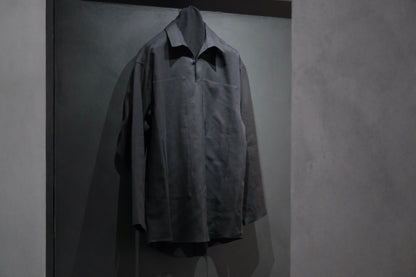 POSTELEGANT/ Linen Gathered Pull-Over Shirt/Black