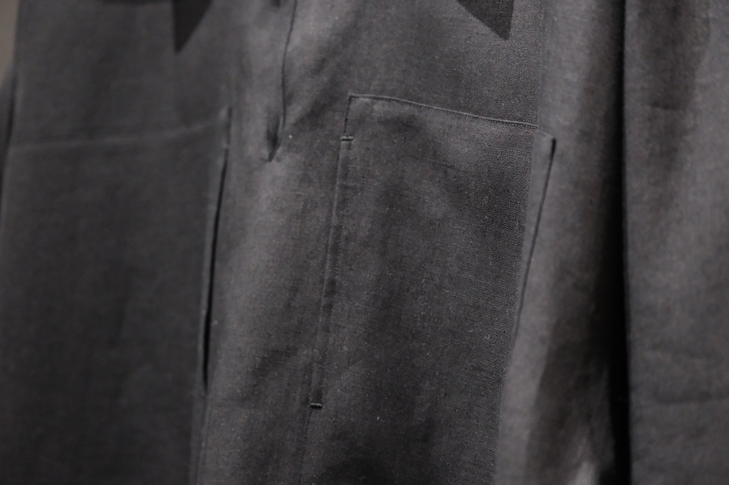 POSTELEGANT/ Linen Gathered Pull-Over Shirt/Black