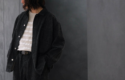 SANMONT　/  26s_SWA0105  Cotton Silk Work Jacket  / Black Indigo