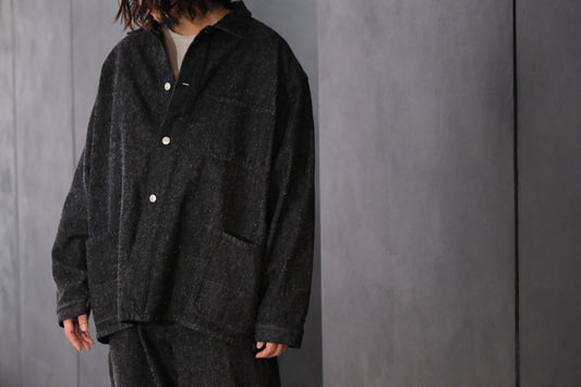 SANMONT　/  26s_SWA0105  Cotton Silk Work Jacket  / Black Indigo
