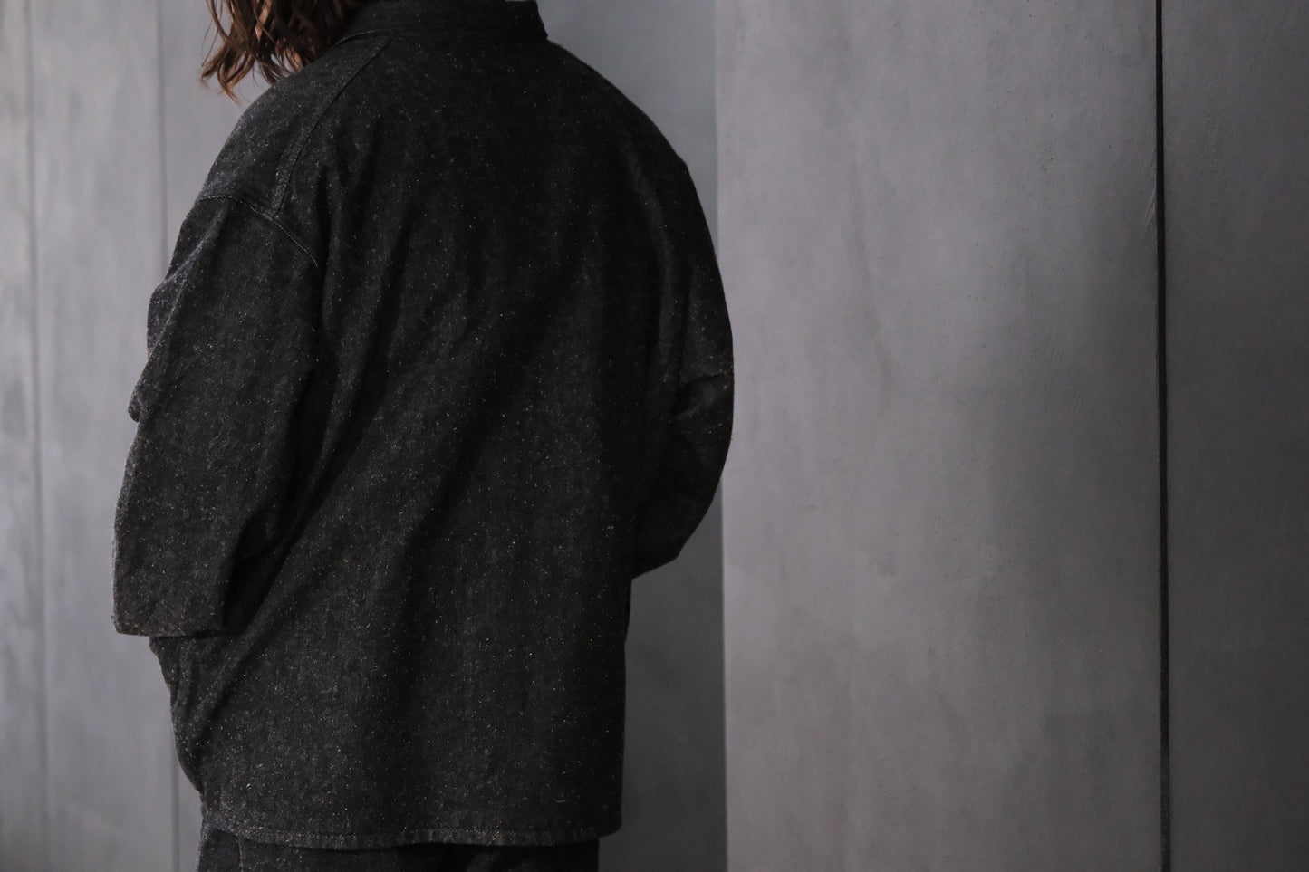 SANMONT　/  26s_SWA0105  Cotton Silk Work Jacket  / Black Indigo