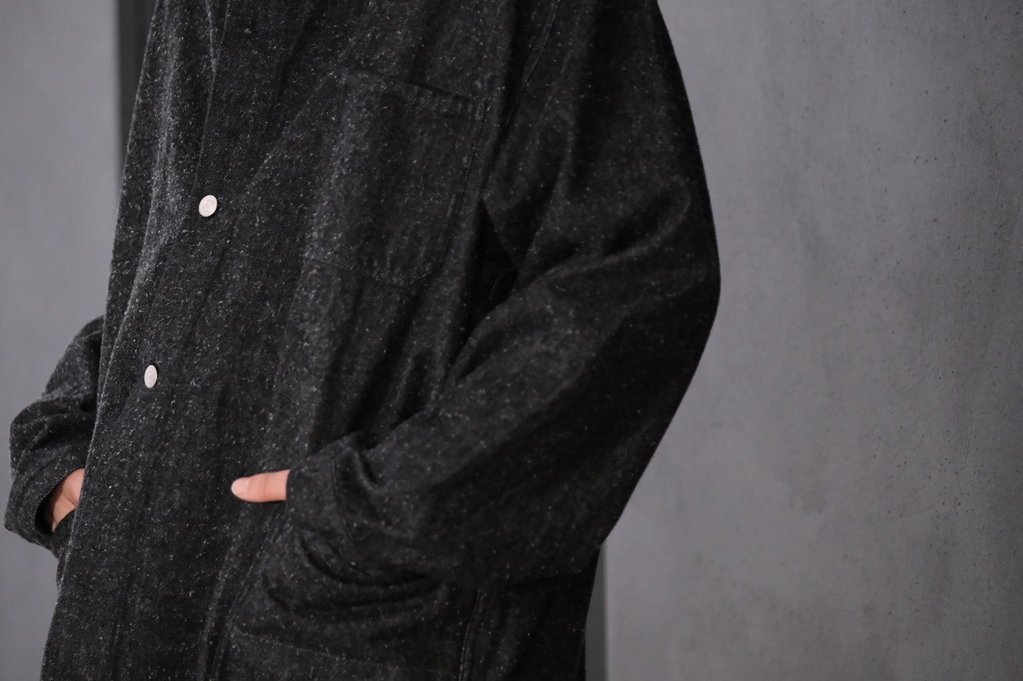 SANMONT　/  26s_SWA0105  Cotton Silk Work Jacket  / Black Indigo