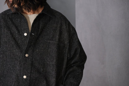 SANMONT　/  26s_SWA0105  Cotton Silk Work Jacket  / Black Indigo