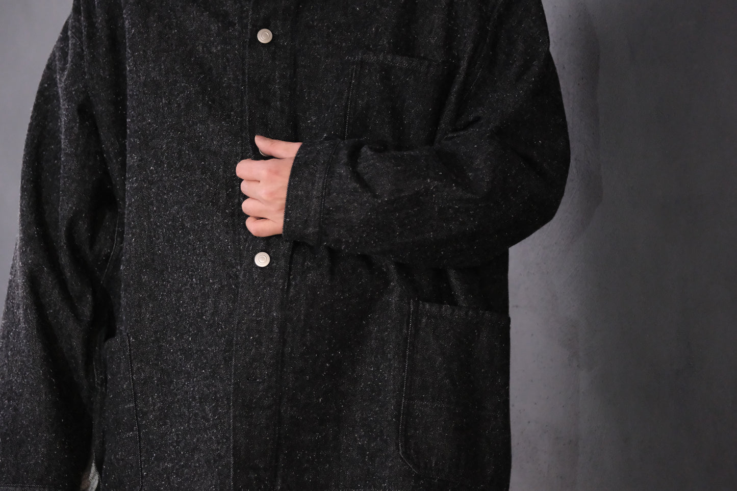 SANMONT　/  26s_SWA0105  Cotton Silk Work Jacket  / Black Indigo