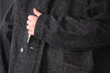 SANMONT　/  26s_SWA0105  Cotton Silk Work Jacket  / Black Indigo