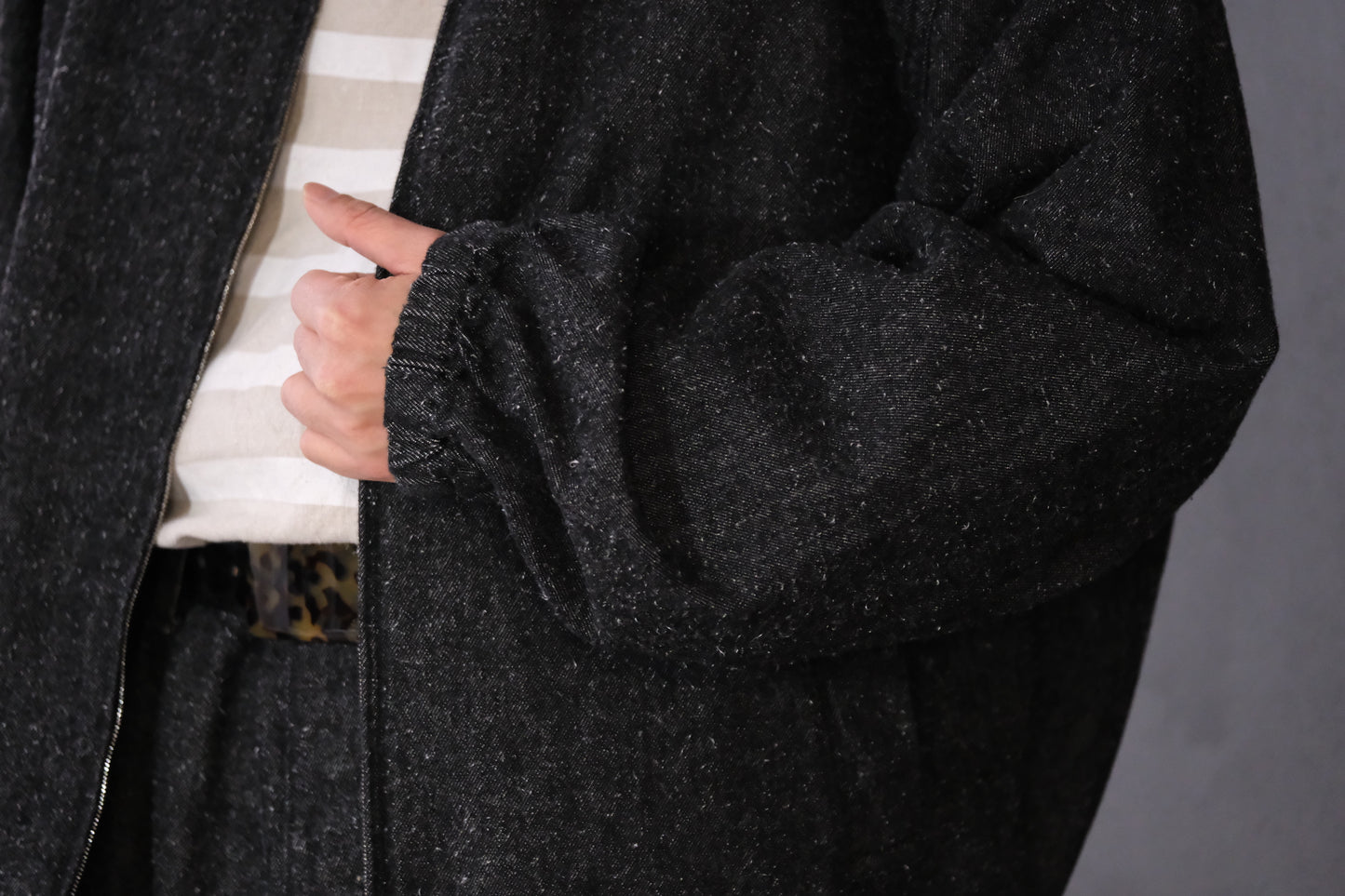 SANMONT　/  26s_SWA0104   Cotton Silk Swing Top  / Black Indigo