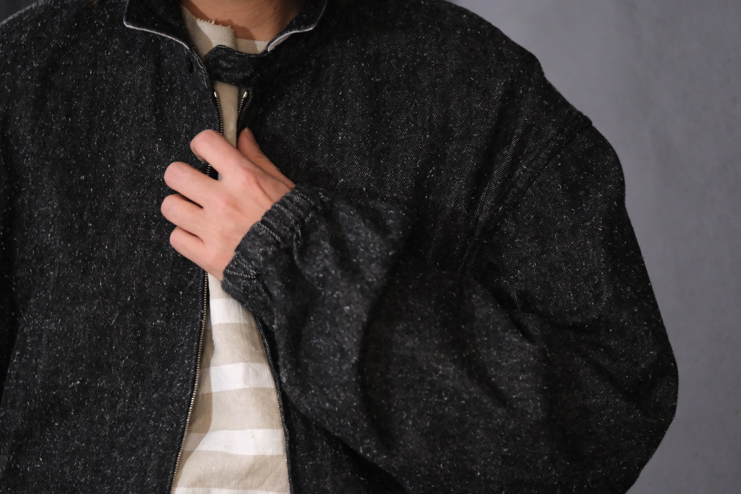 SANMONT　/  26s_SWA0104   Cotton Silk Swing Top  / Black Indigo