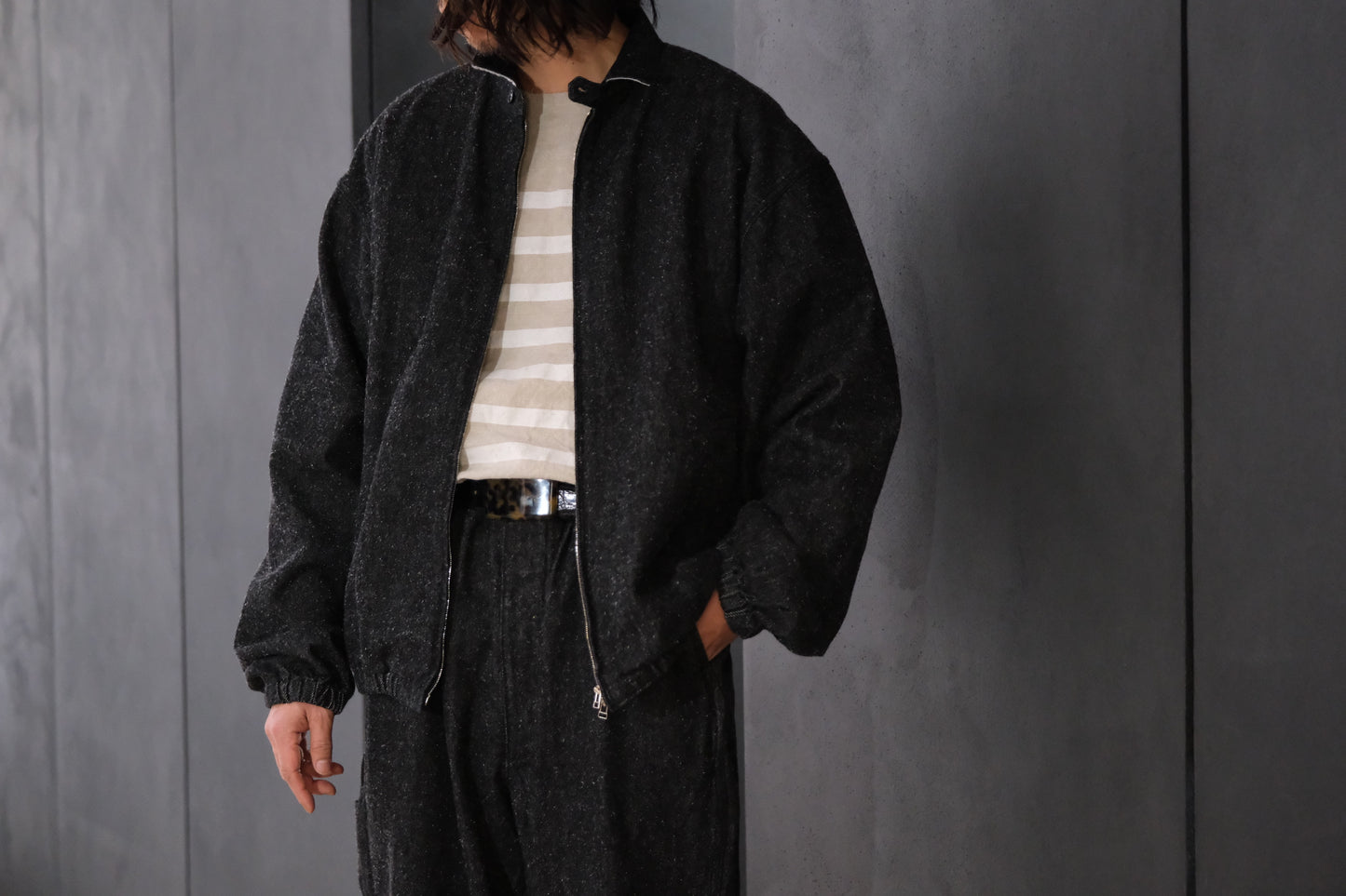 SANMONT　/  26s_SWA0104   Cotton Silk Swing Top  / Black Indigo