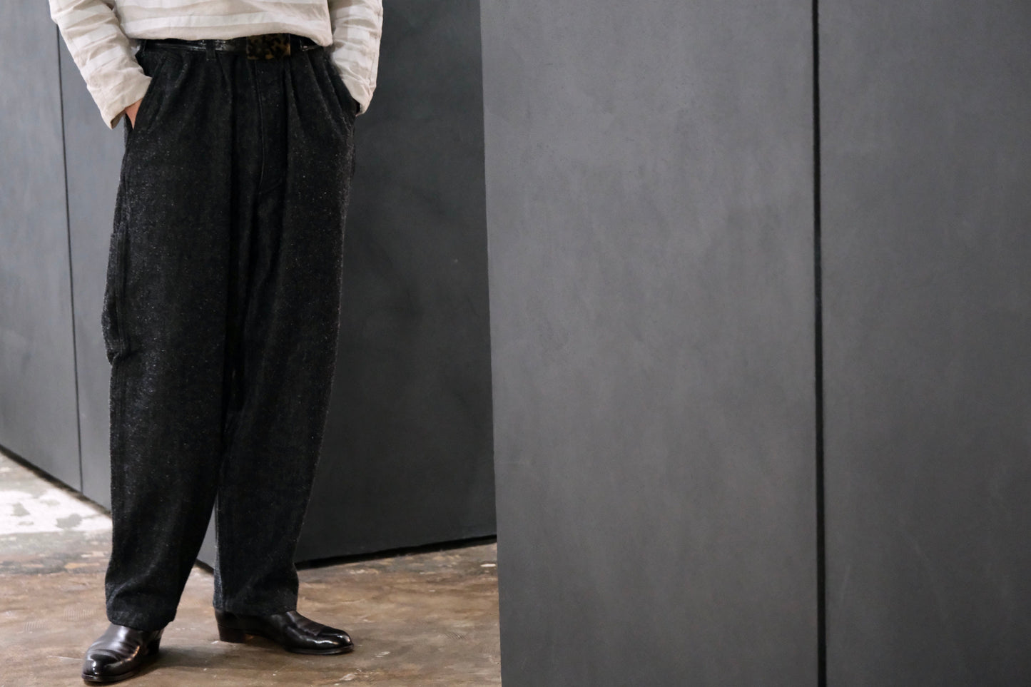 SANMONT　/ 26s_SPA0103 Cotton Silk Work Pants  / Black Indigo