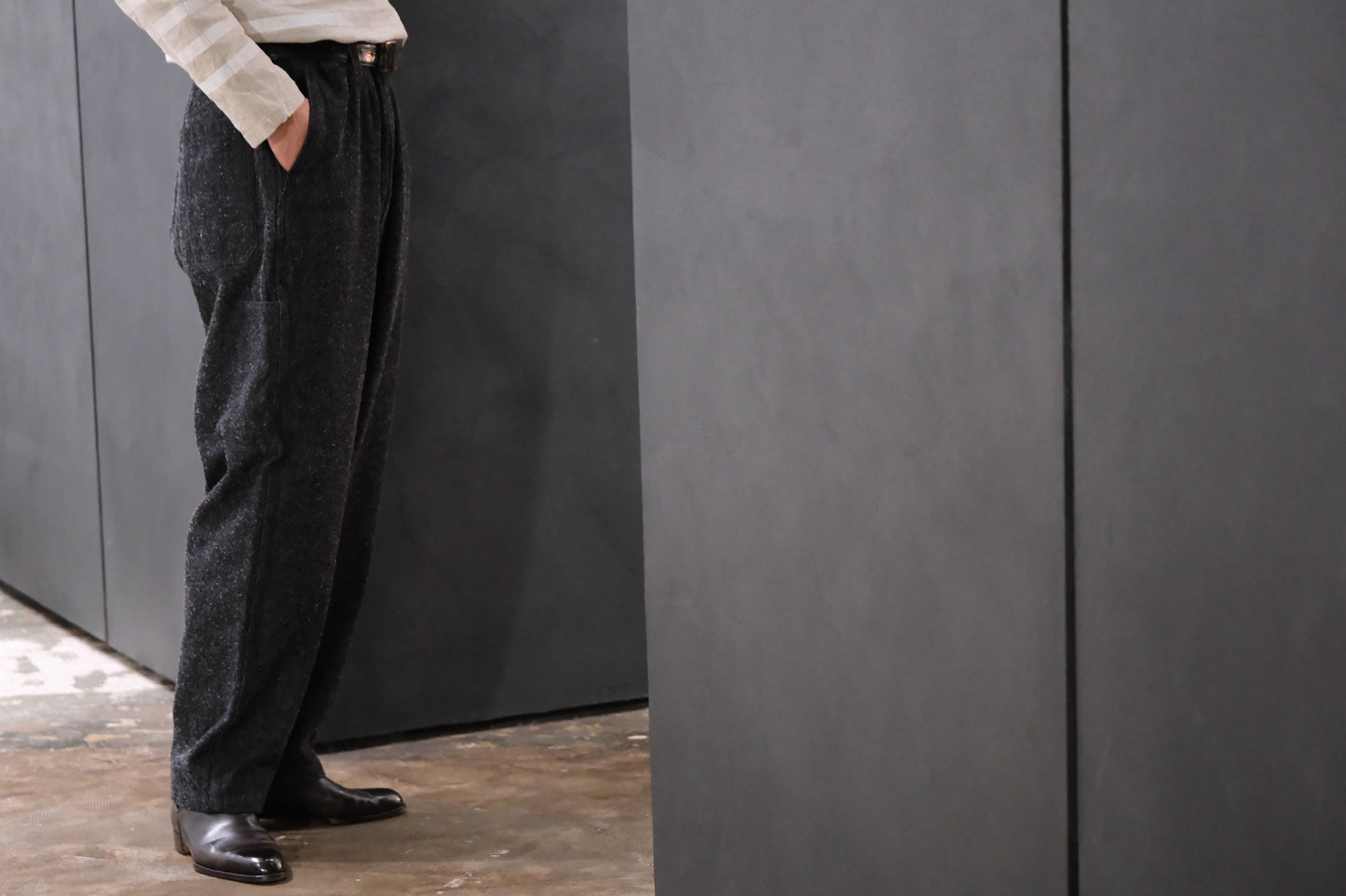 SANMONT　/ 26s_SPA0103 Cotton Silk Work Pants  / Black Indigo