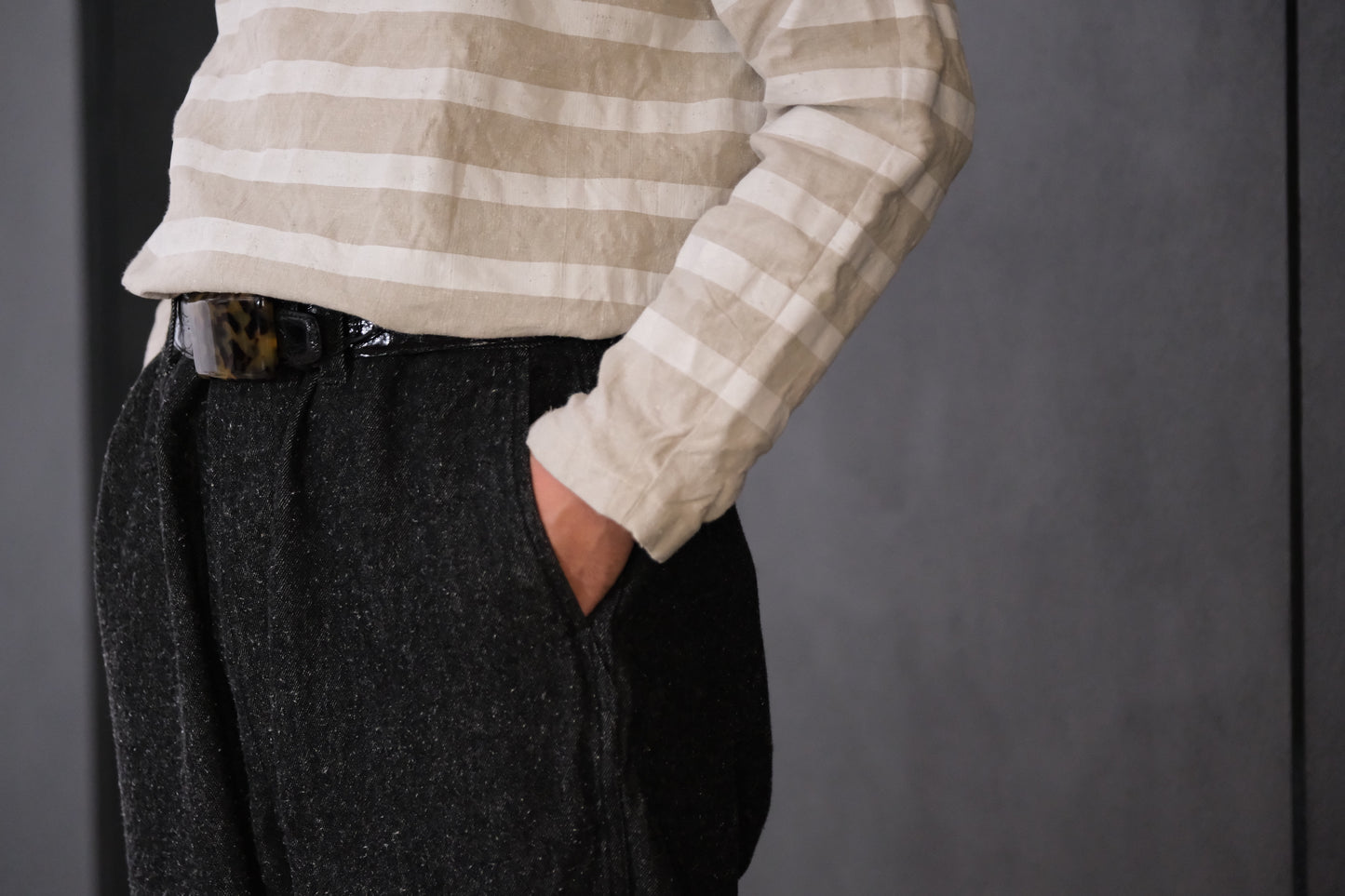 SANMONT　/ 26s_SPA0103 Cotton Silk Work Pants  / Black Indigo